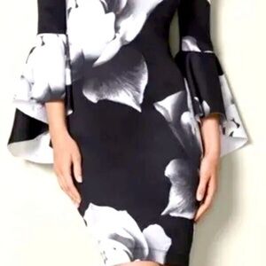 Venus Floral Bell-Sleeve upscale dress.